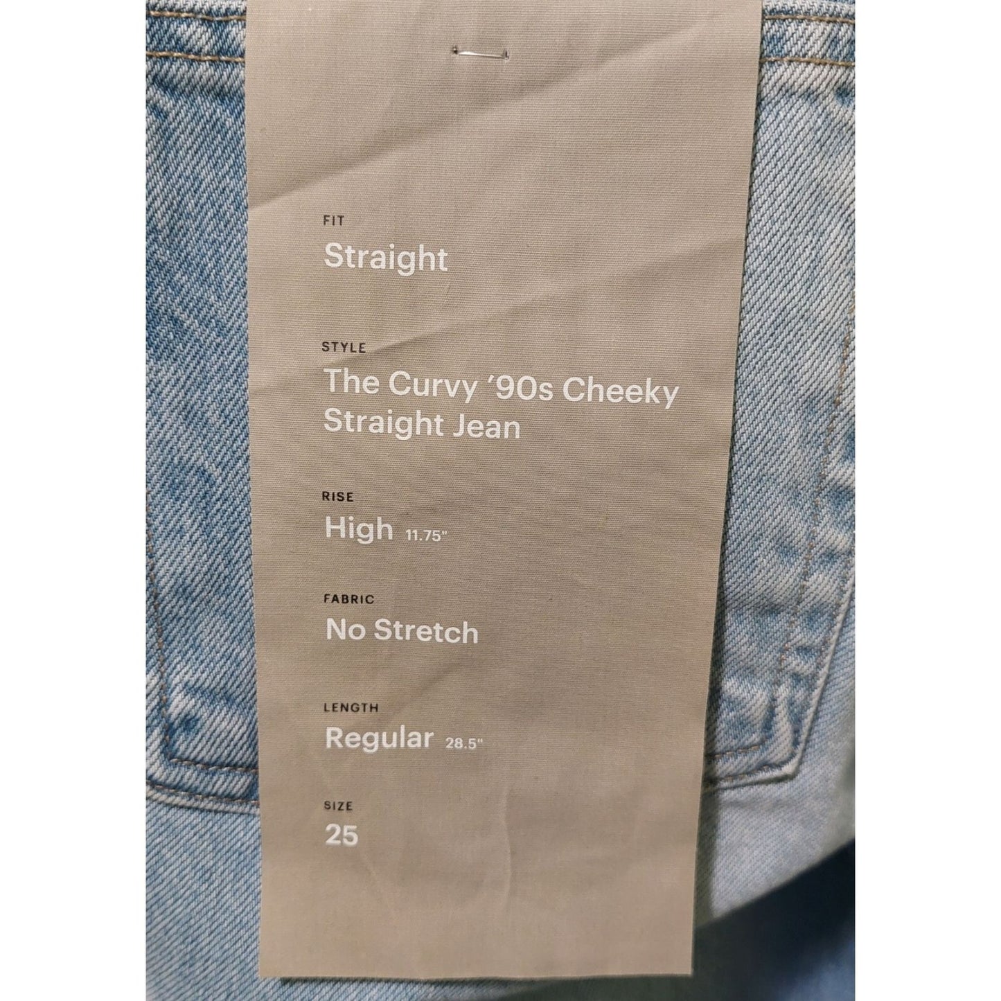 Everlane Women's Curvy '90s Cheeky Straight Jeans High Rise  Sunbleached Sz 25