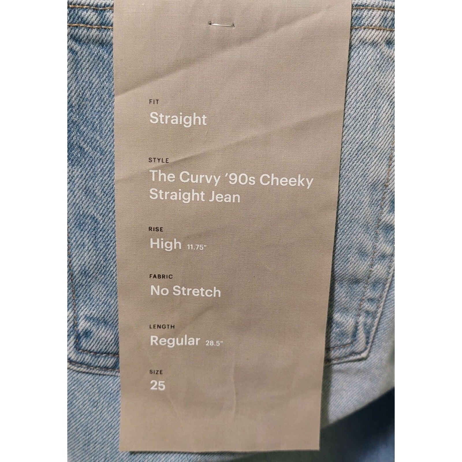 Everlane Women's Curvy '90s Cheeky Straight Jeans High Rise  Sunbleached Sz 25
