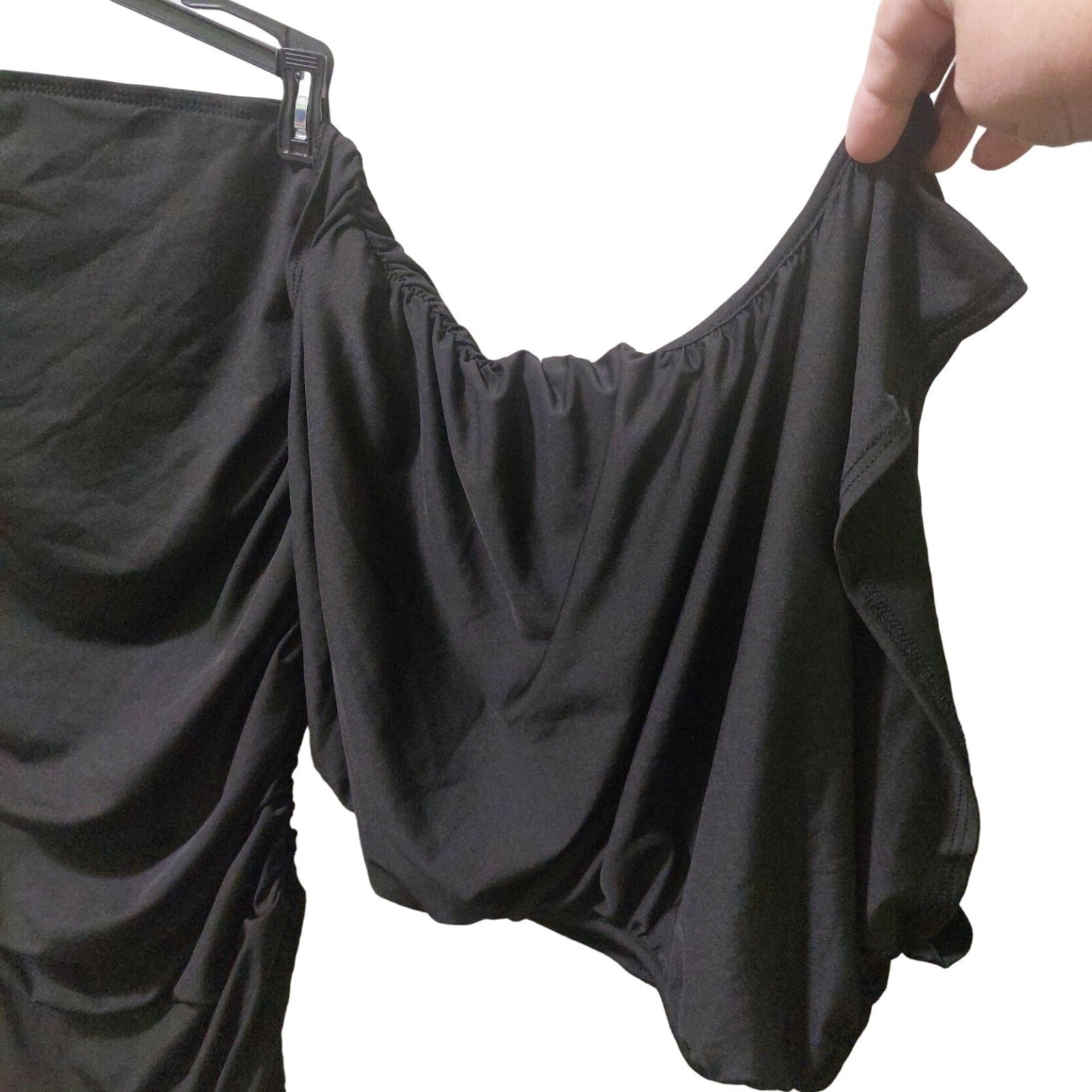 NWT Commense Black Side Ruched Off-Shoulder One Sleeve Dress Size Small