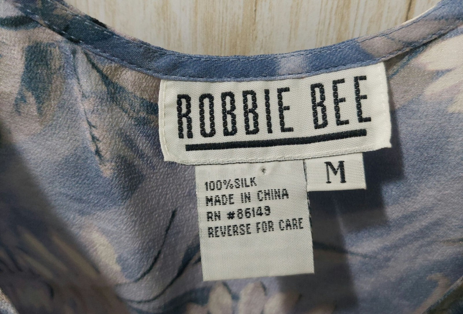 Robbie Bee Womens Blue Sleeveless Floral Print Silk Tank Top Medium~Lightweight