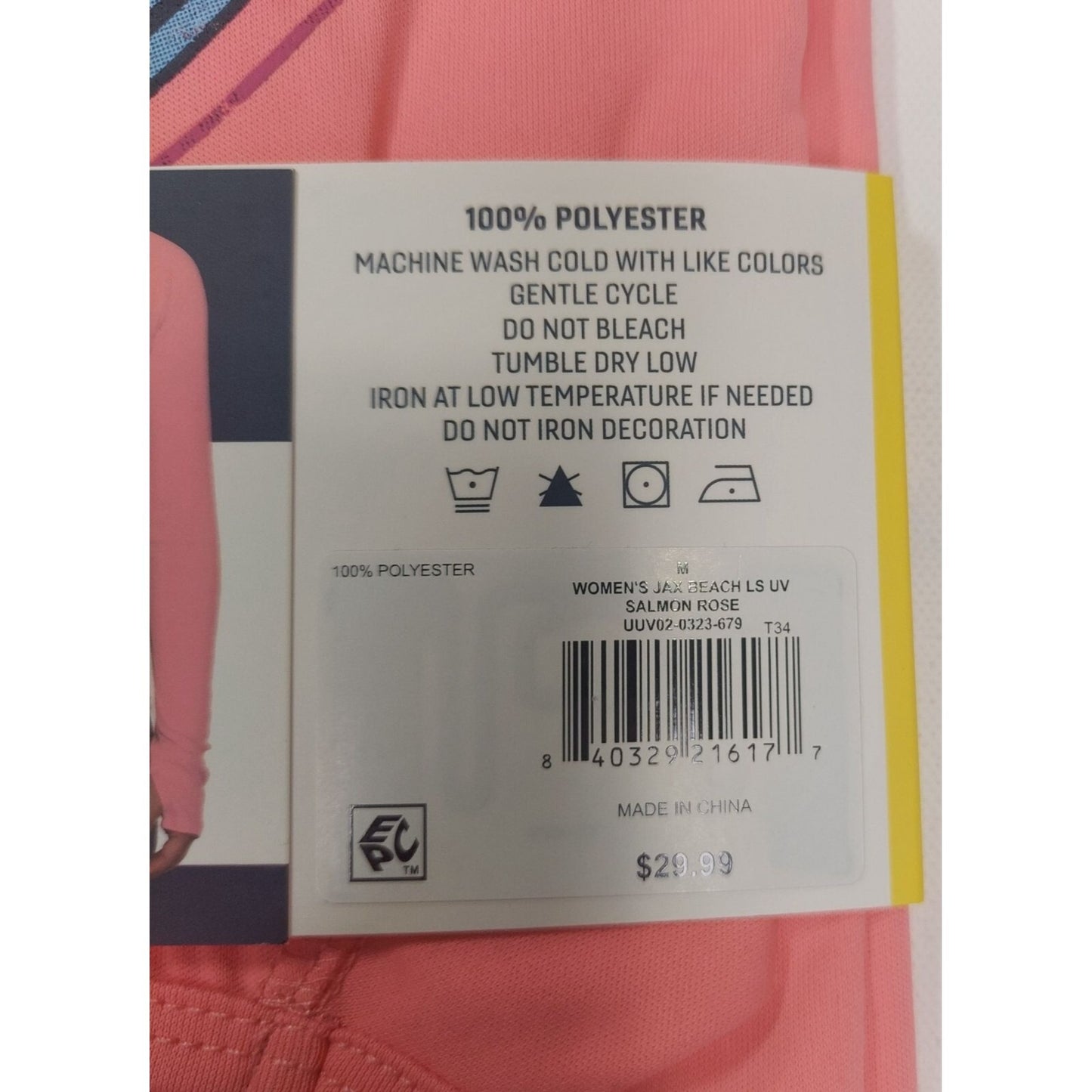 Reel Life Womens Jax Beach Long Sleeve UV Shirt "Raised By Water" M Salmon Rose