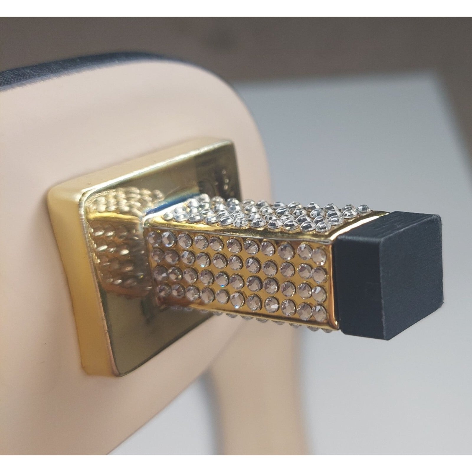 Good American Kickstand Slide Sandal Black Embellished Heel Size 9 NWOB