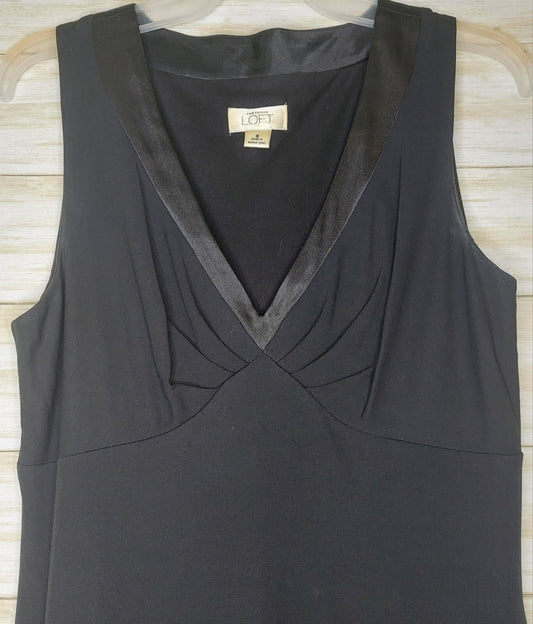 Ann Taylor LOFT Dress A-Line  Women's Size 8  Black Sleeveless LBD V-Neck