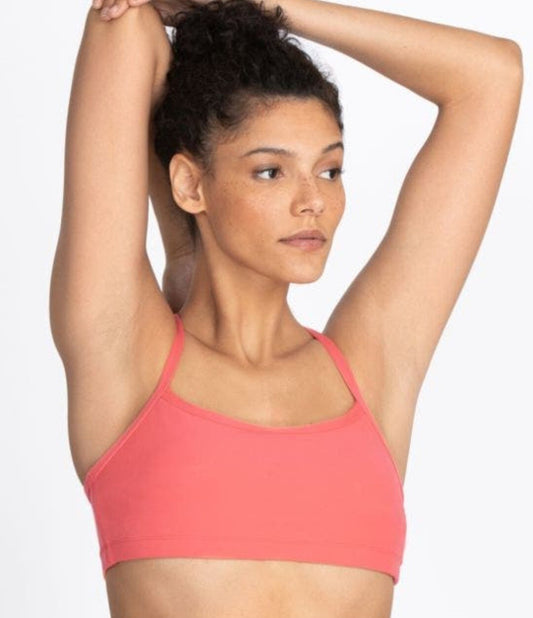 Calme By Johnny Was Women's Endurance Racerback Sports Bra Coral Pink Size S