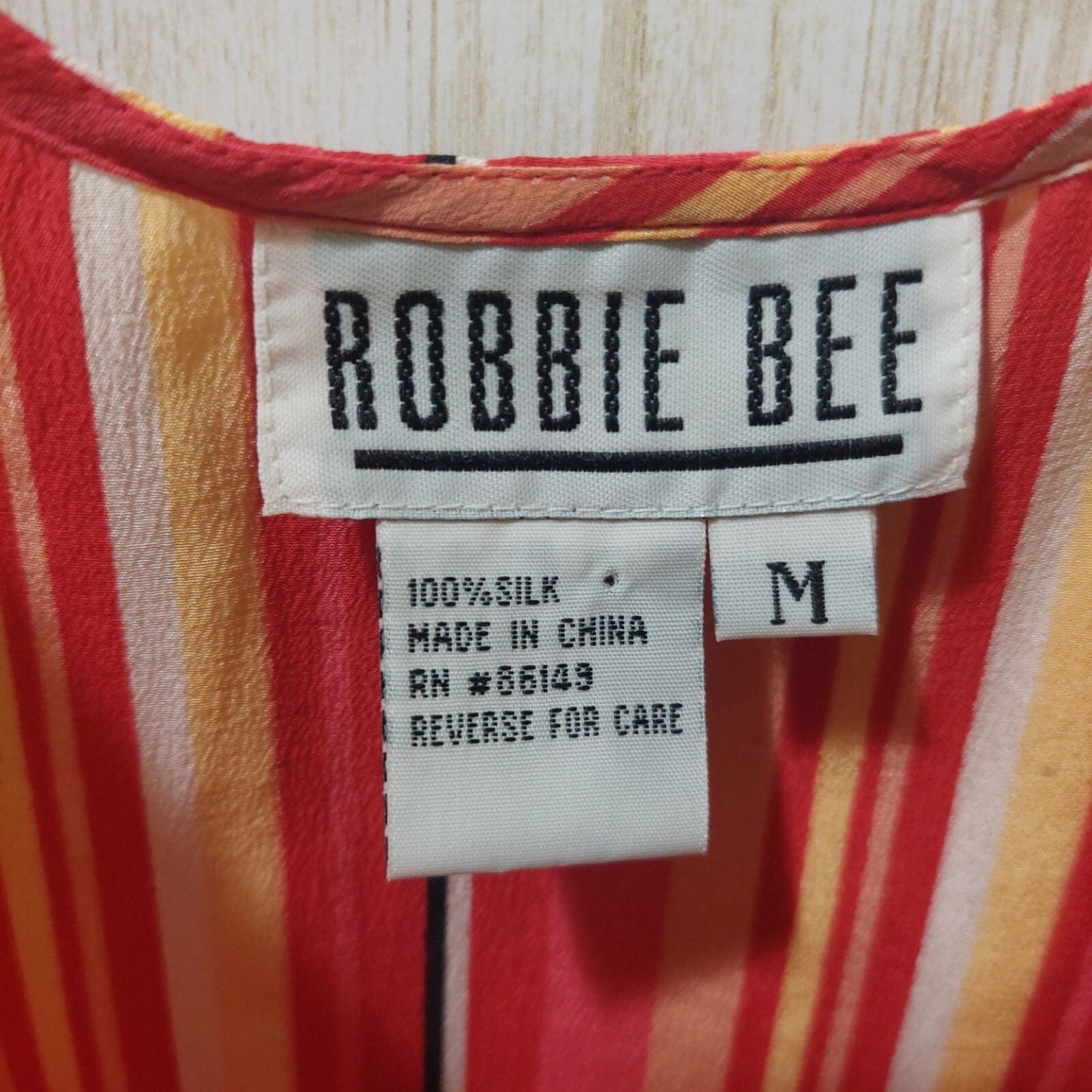 Robbie Bee Red/Yellow Striped Silk Sleeveless Tank Top Med~Lightweight