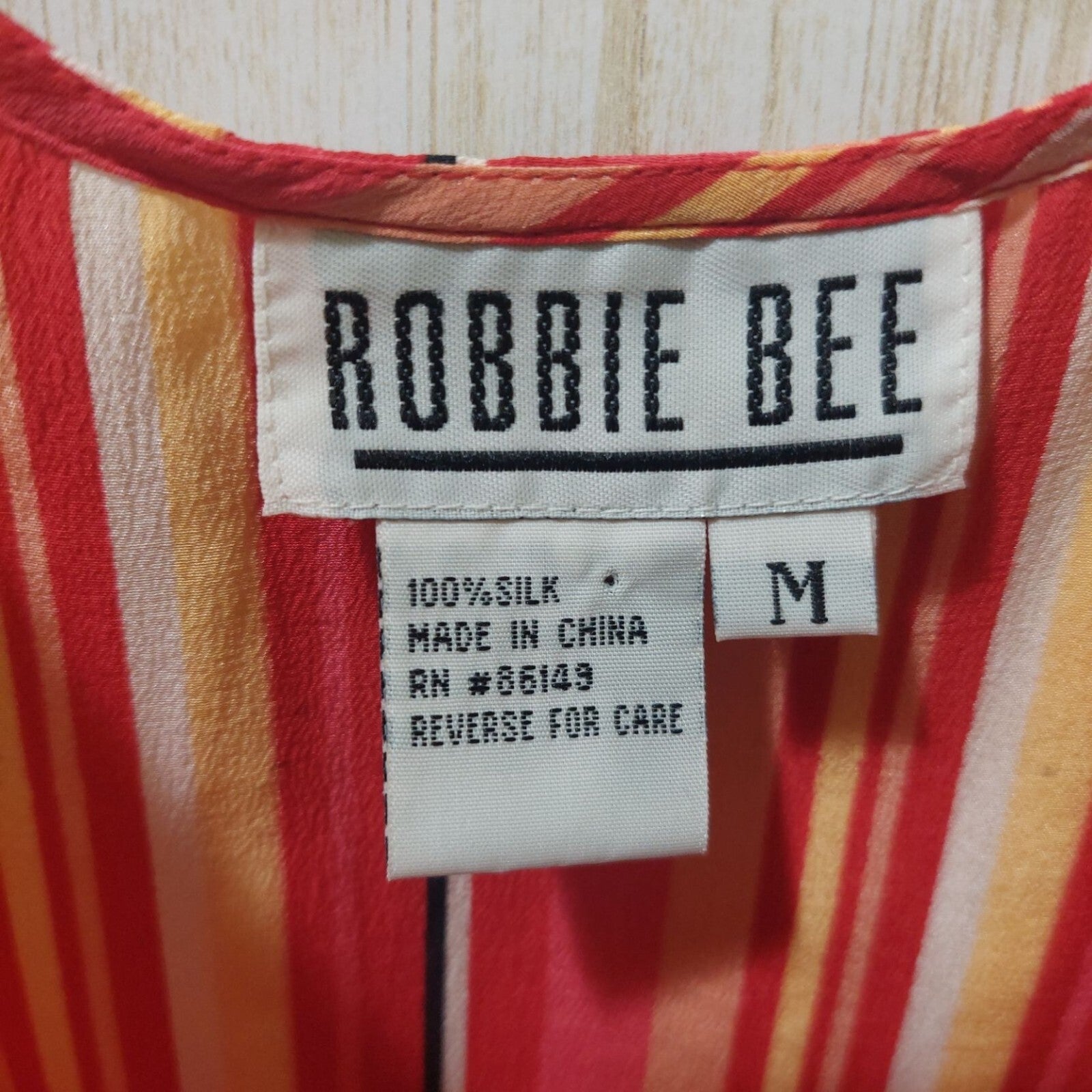 Robbie Bee Red/Yellow Striped Silk Sleeveless Tank Top Med~Lightweight
