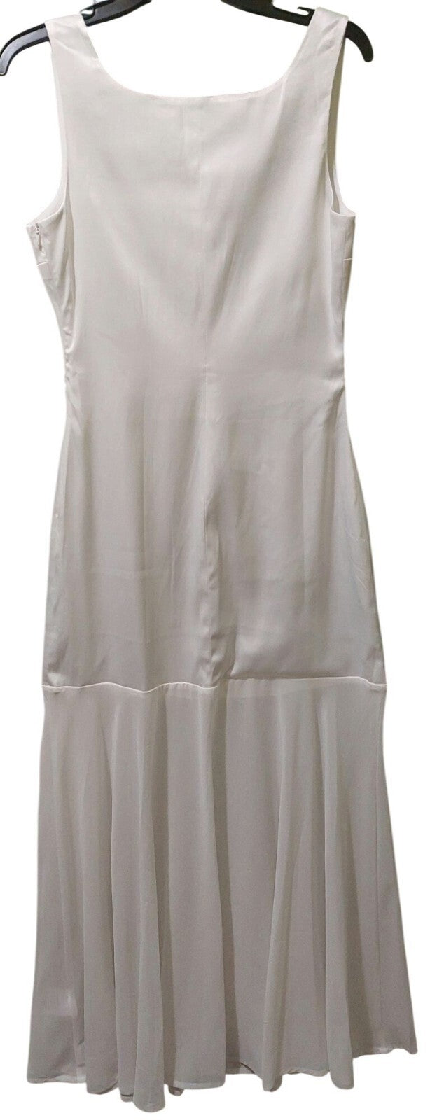 NWT Commense White Sleeveless Satin Maxi Dress W/ Sheer Skirt Size Medium