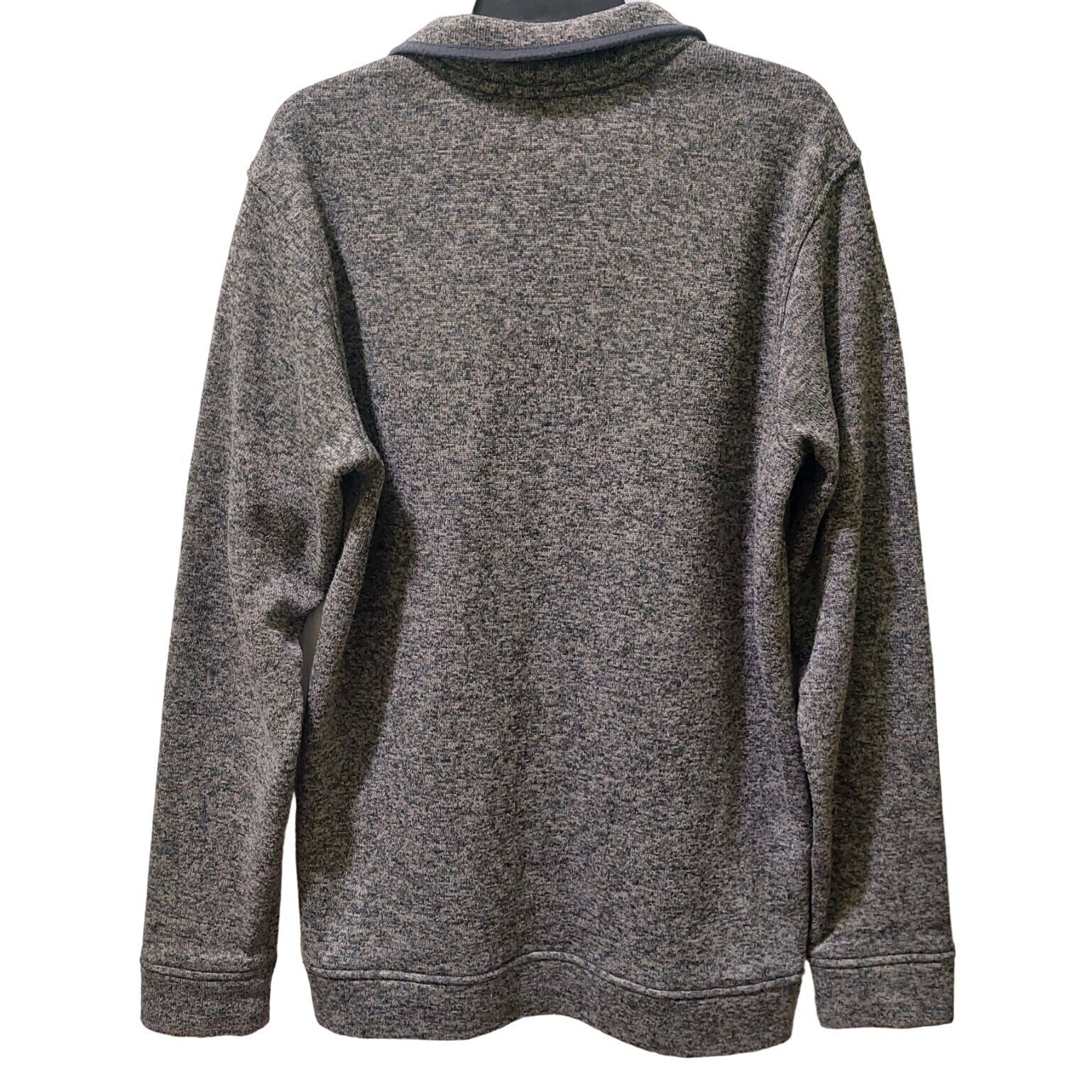 Eddie Bauer Mens Size TL Pullover Gray Radiator Sweater Fleece Snap Buttons