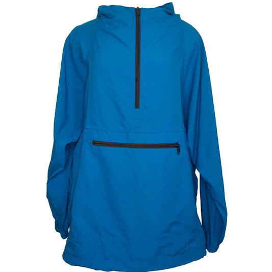 L.L.Bean Men's Blue Nylon Pullover Hoodie Jacket Size Large Kangaroo Pockets