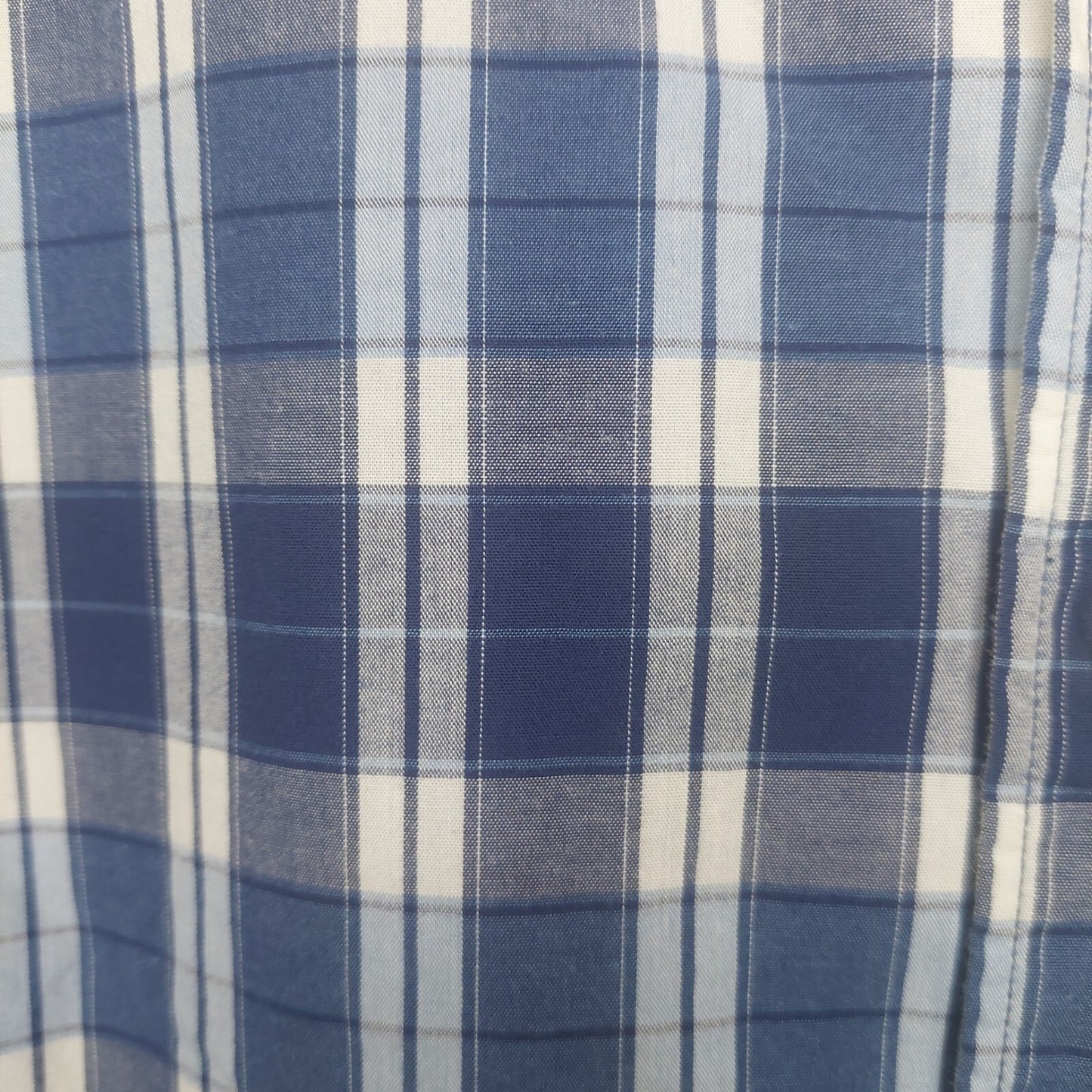 J. CREW Men's Cotton Shirt Blue/White Plaid Button Up Size XL