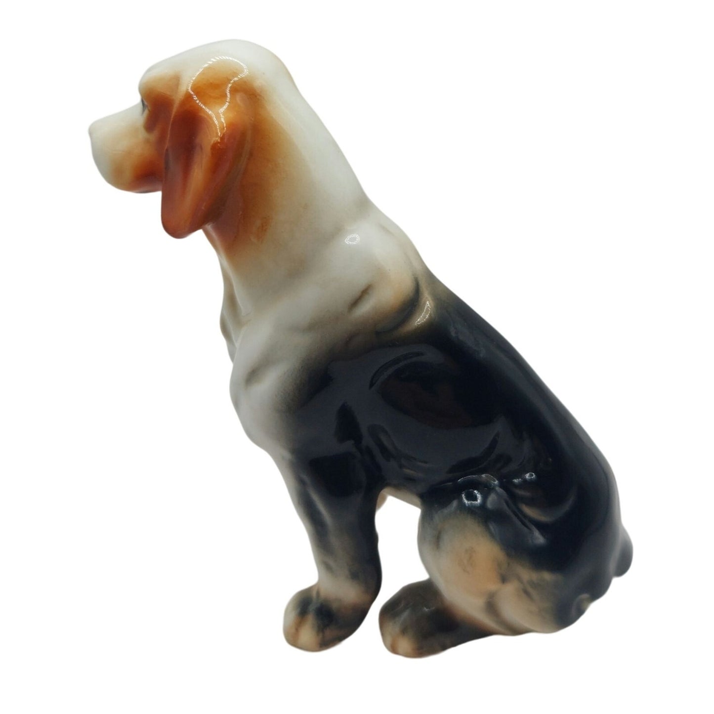 Vintage Bone China Porcelain Sitting Beagle Dog Figurine 3.25" Tall