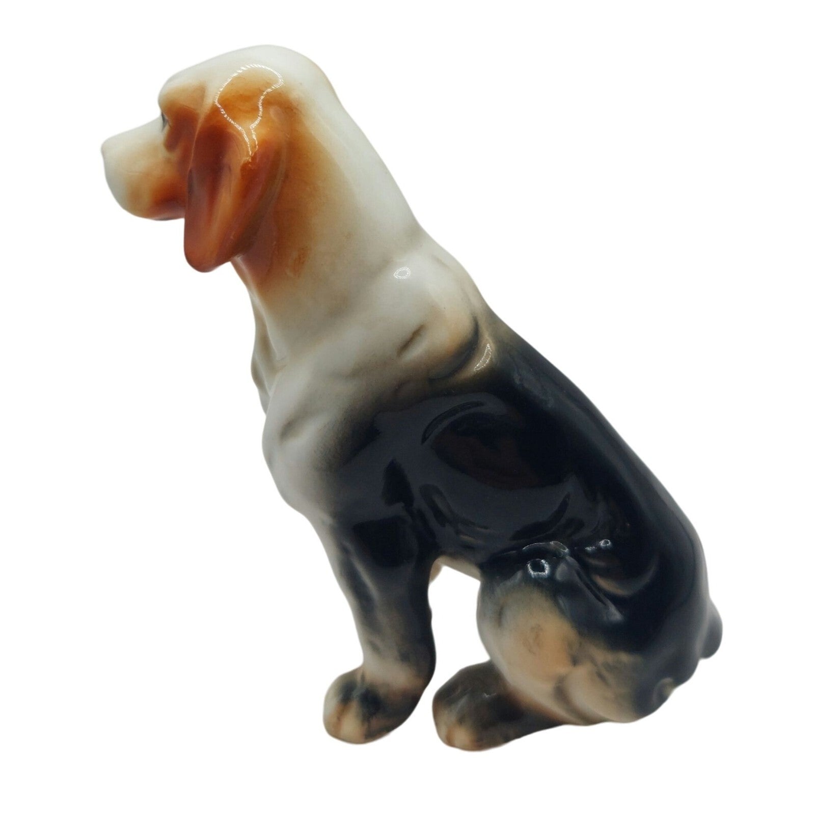 Vintage Bone China Porcelain Sitting Beagle Dog Figurine 3.25" Tall