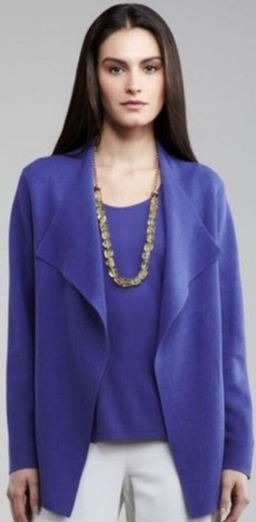 Eileen Fisher Womens Purple Open Front Cardigan XS - Silk & Organic Cotton Blend