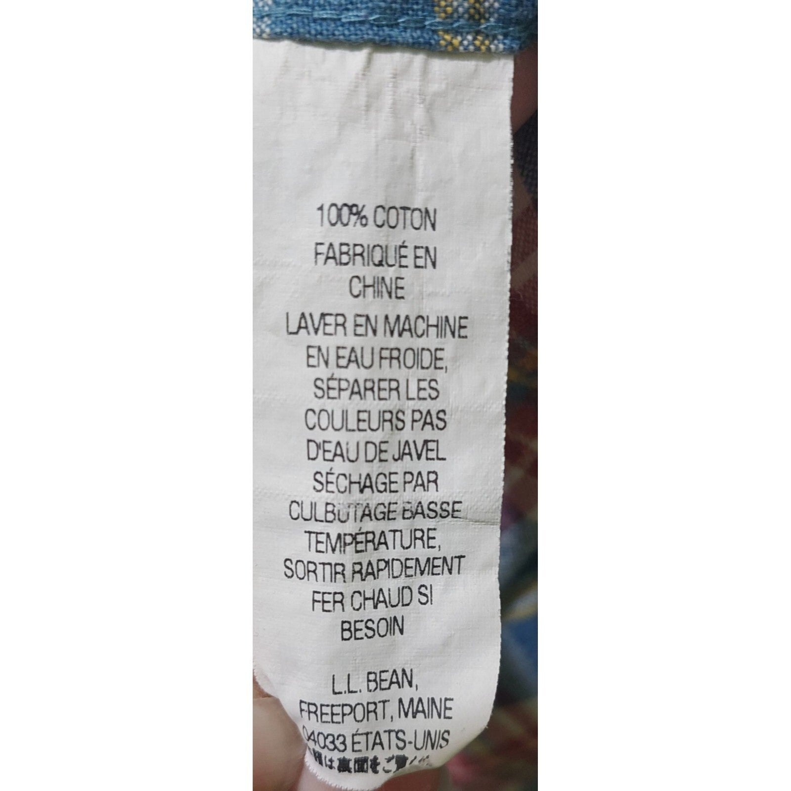 L.L. Bean Mens Slightly Fitted Plaid Long Sleeve Shirt Size Large 100% Cotton