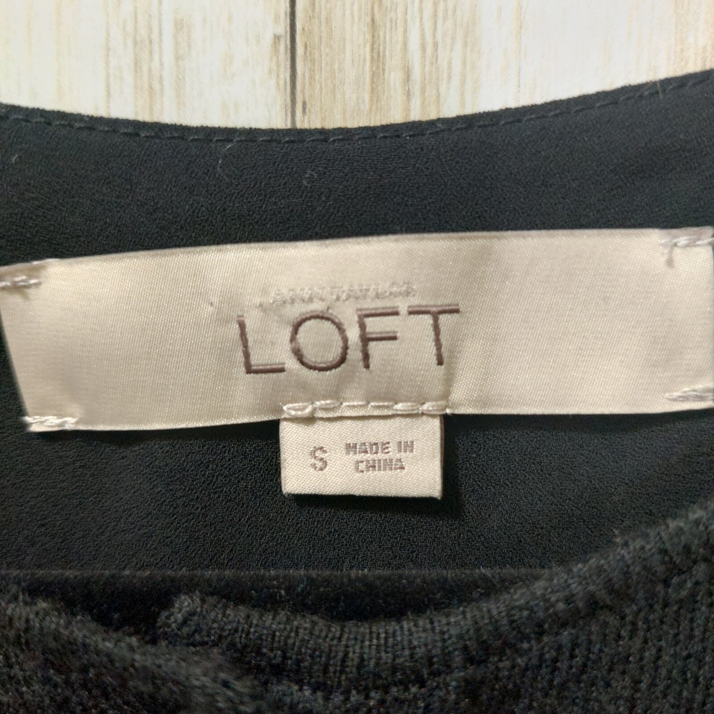 Loft Women's Black Button Up Sweater Shirt w/ Sheer Back Size Small Wool Blend