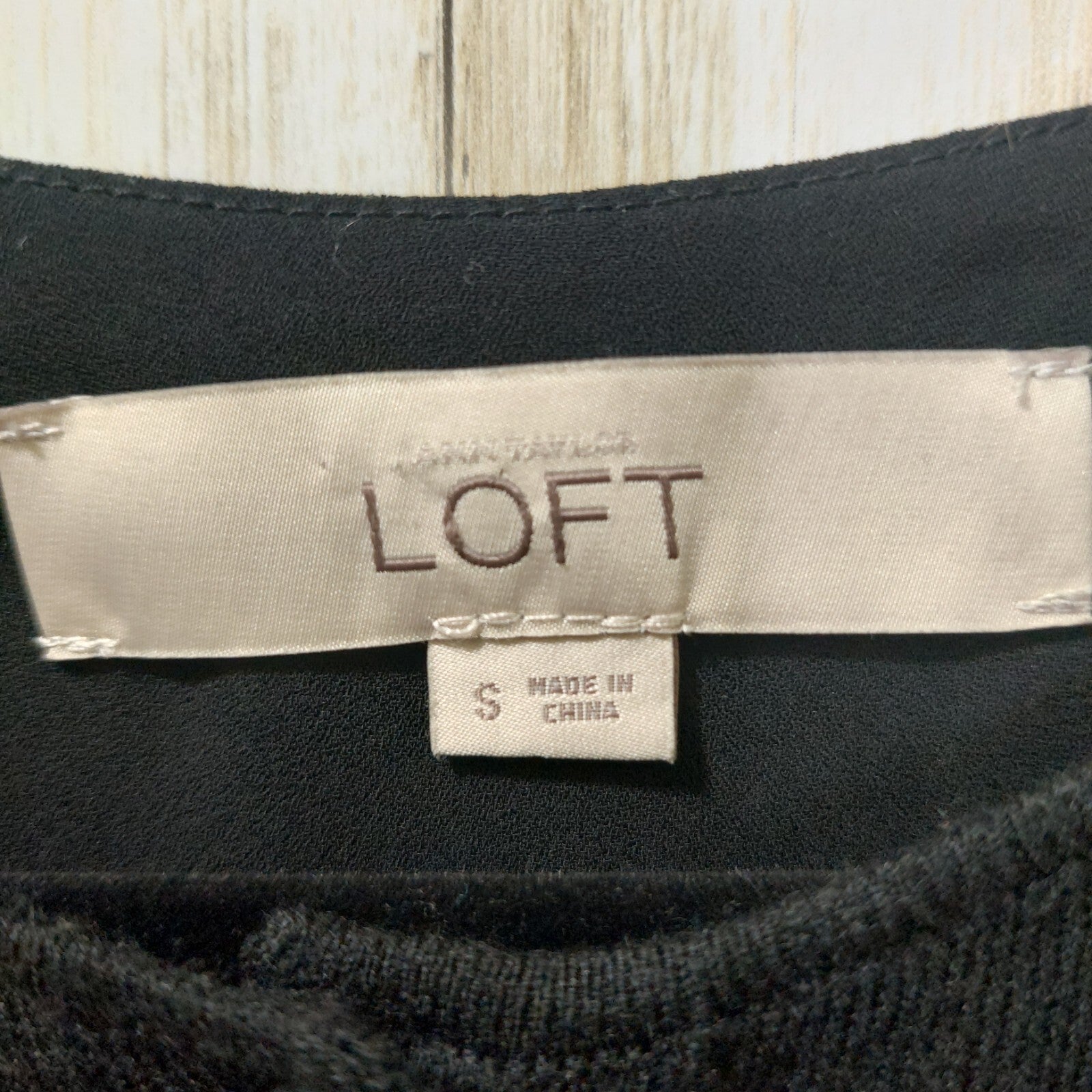 Loft Women's Black Button Up Sweater Shirt w/ Sheer Back Size Small Wool Blend