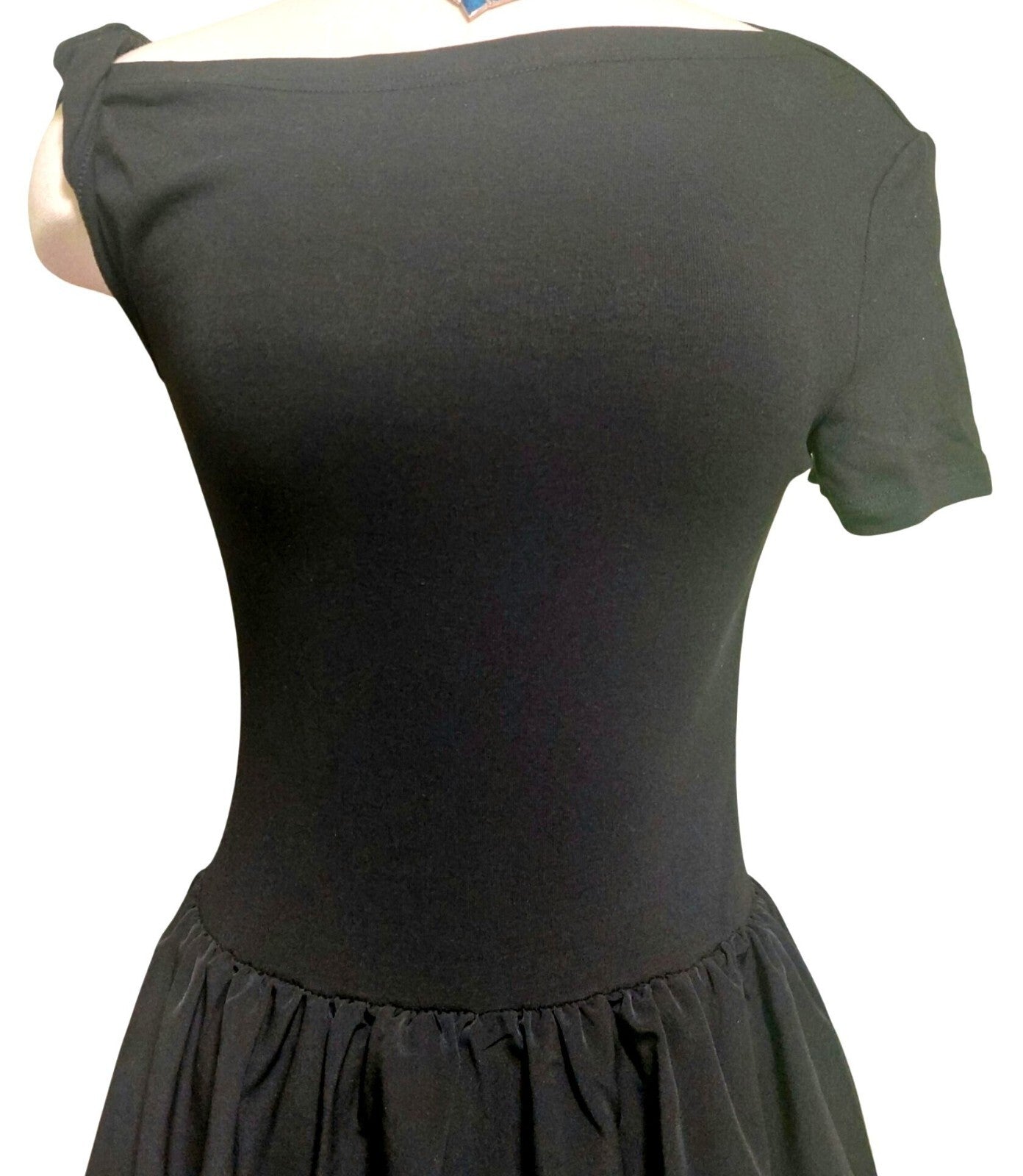 NWT Commense Women's  Black Maxi Dress Short Sleeves Size Medium~Stretch Top