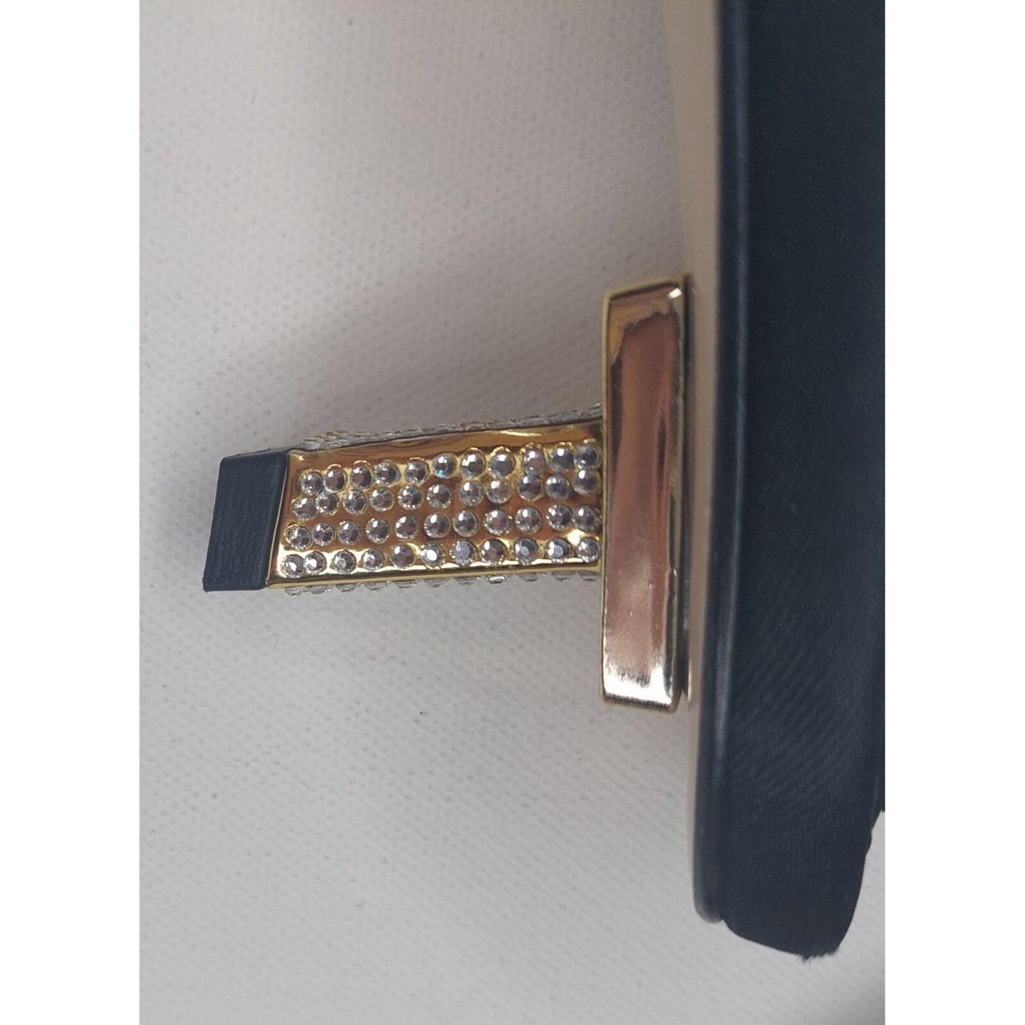 Good American Kickstand Slide Sandal Black Embellished Heel Size 9 NWOB