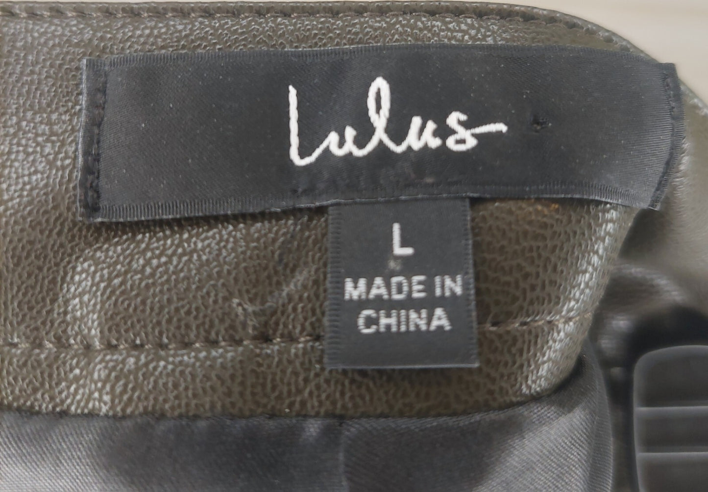 Lulus Mini Skirt Womens Large Faux Leather Dark Brown Back Zip Pockets Lined