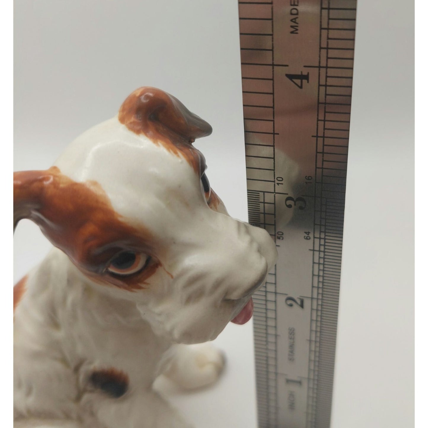 Vintage Lefton Japan Hand-Painted Ceramic Jack Russell Dog Figurine 4 inches