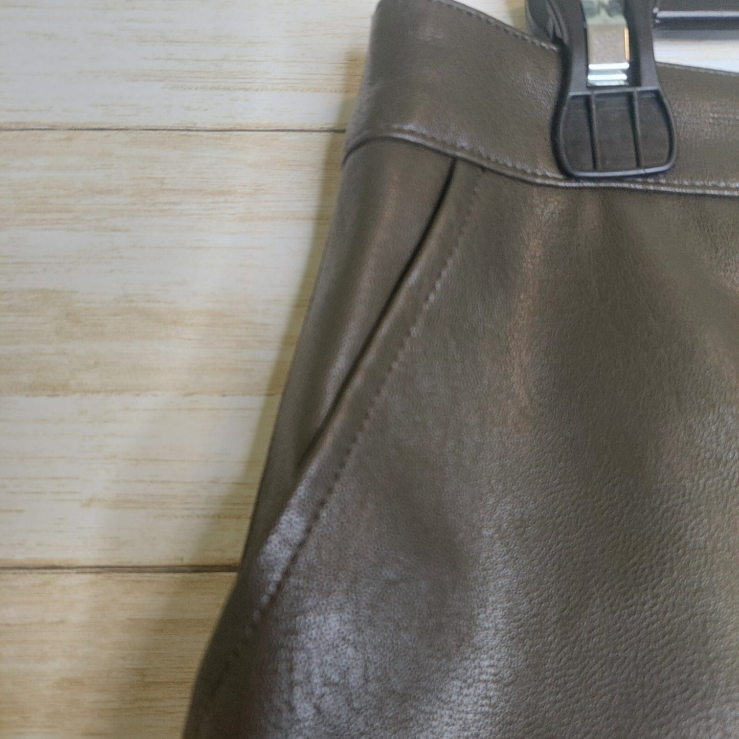 Lulus Mini Skirt Womens Large Faux Leather Dark Brown Back Zip Pockets Lined