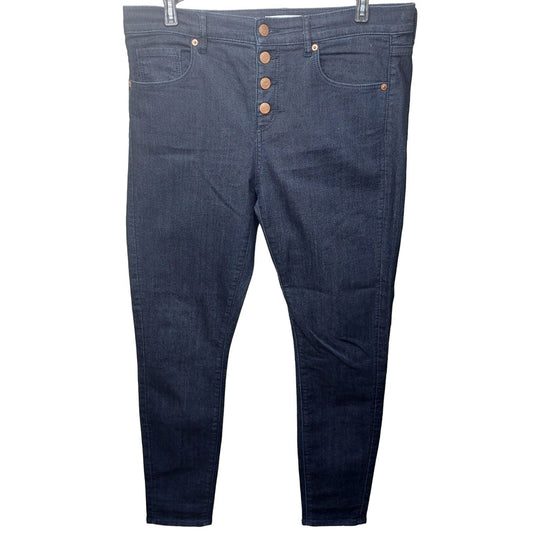 Loft Women's Modern Skinny Jeans Size 8 Inseam:29 Button Front~Stretch~Dark Wash