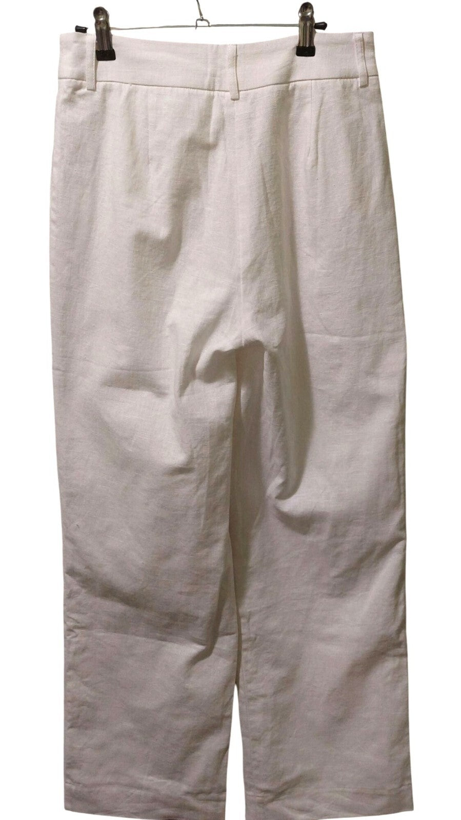 NWT Commense Womens White Linen-Blend Wide Leg Pants Small~Pockets~Spring~Summer