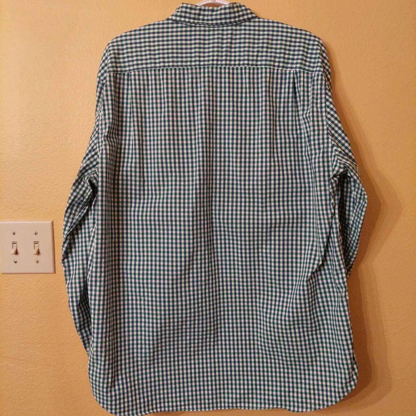 J Crew Shirt Mens XL Green Blue Gingham Plaid Flex Button Up