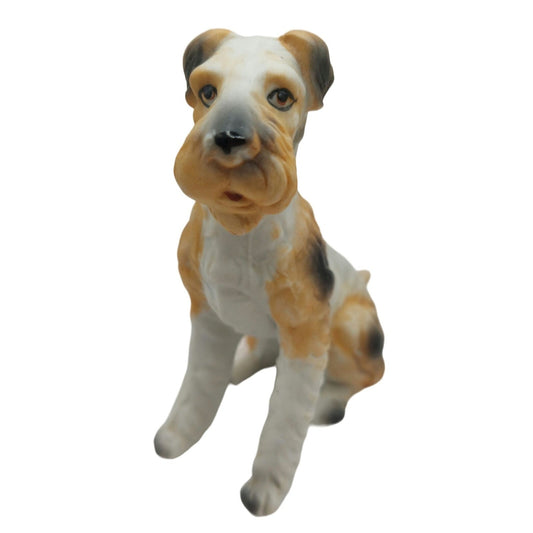 Vintage Porcelain Wire Haired Terrier Dog Figurine 4" Hand-Painted Made In Korea