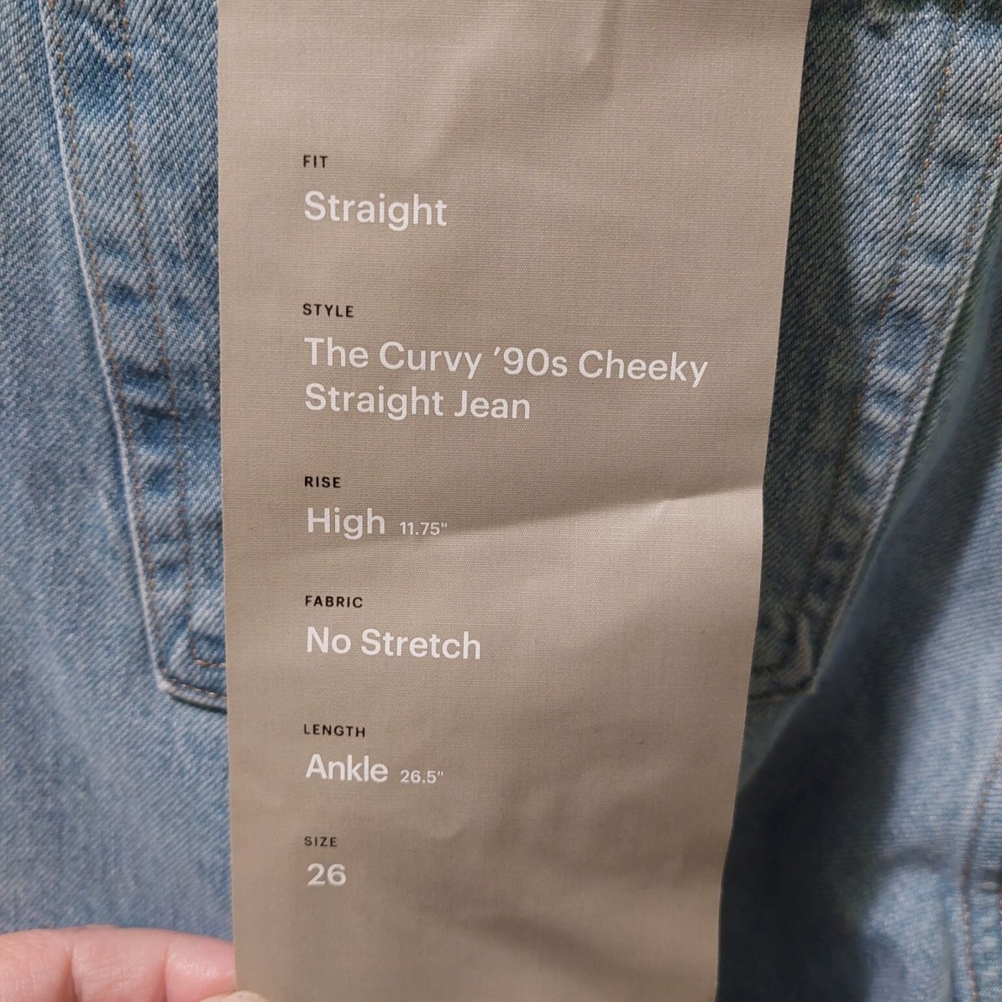 Everlane Women's Curvy 90s Cheeky Straight Jean Vintage Sunbleached Blue Size 26