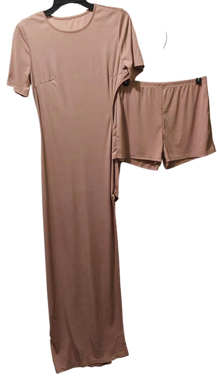NWT Commense XL Womens Two-Piece Tan  Dress & Shorts Set W/ Belt