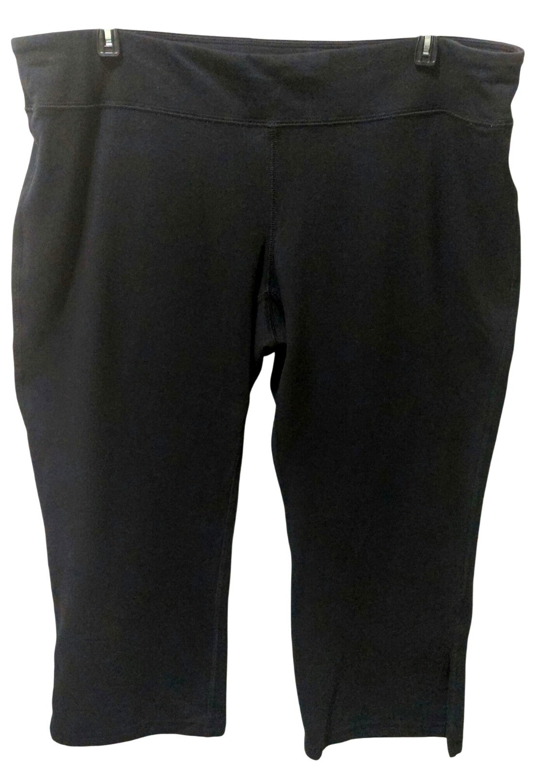 Eileen Fisher Women's Black Organic Cotton Ankle Slit Crop Pants Large