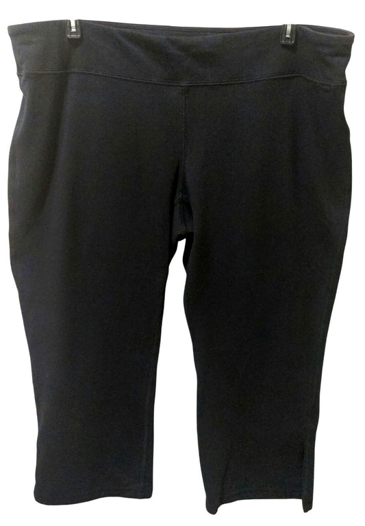 Eileen Fisher Women's Black Organic Cotton Ankle Slit Crop Pants Large