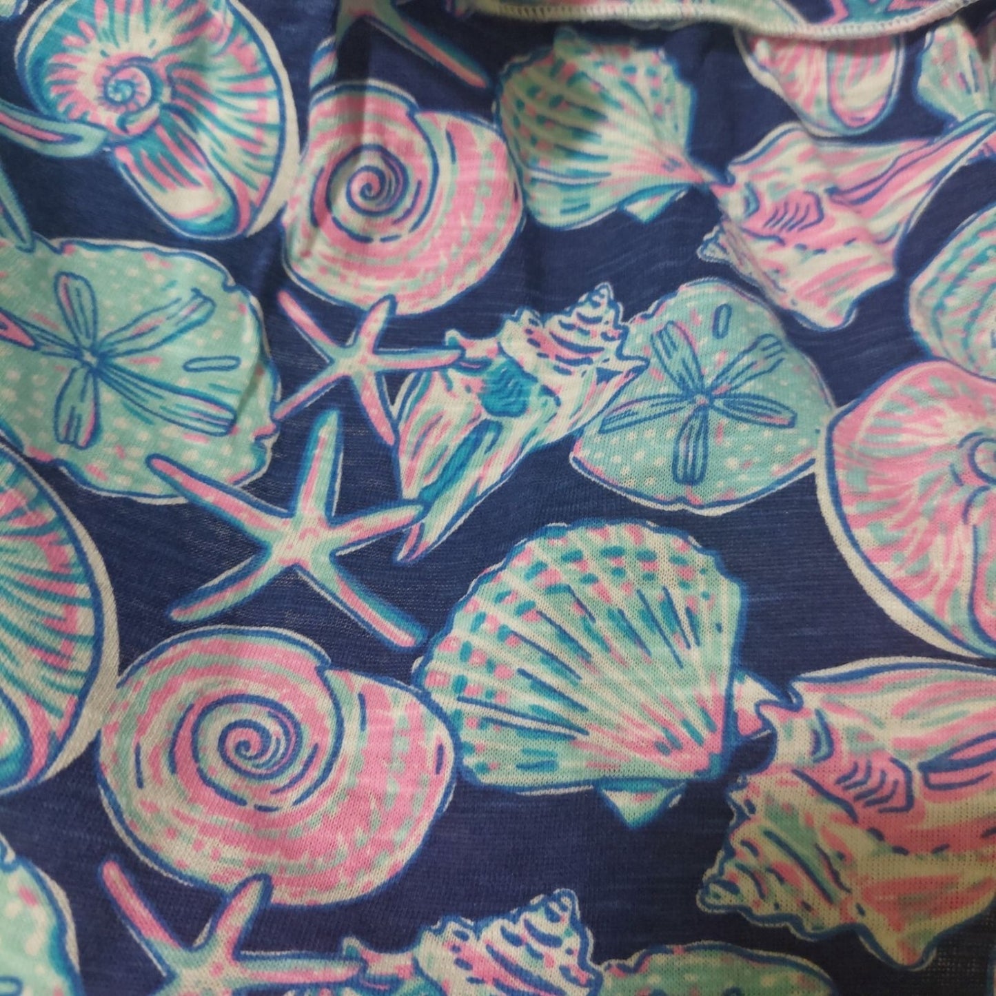 NWT Simply Southern Navy/Pink Shirred Skirt Starfish & Shell Print~Above Knee XL