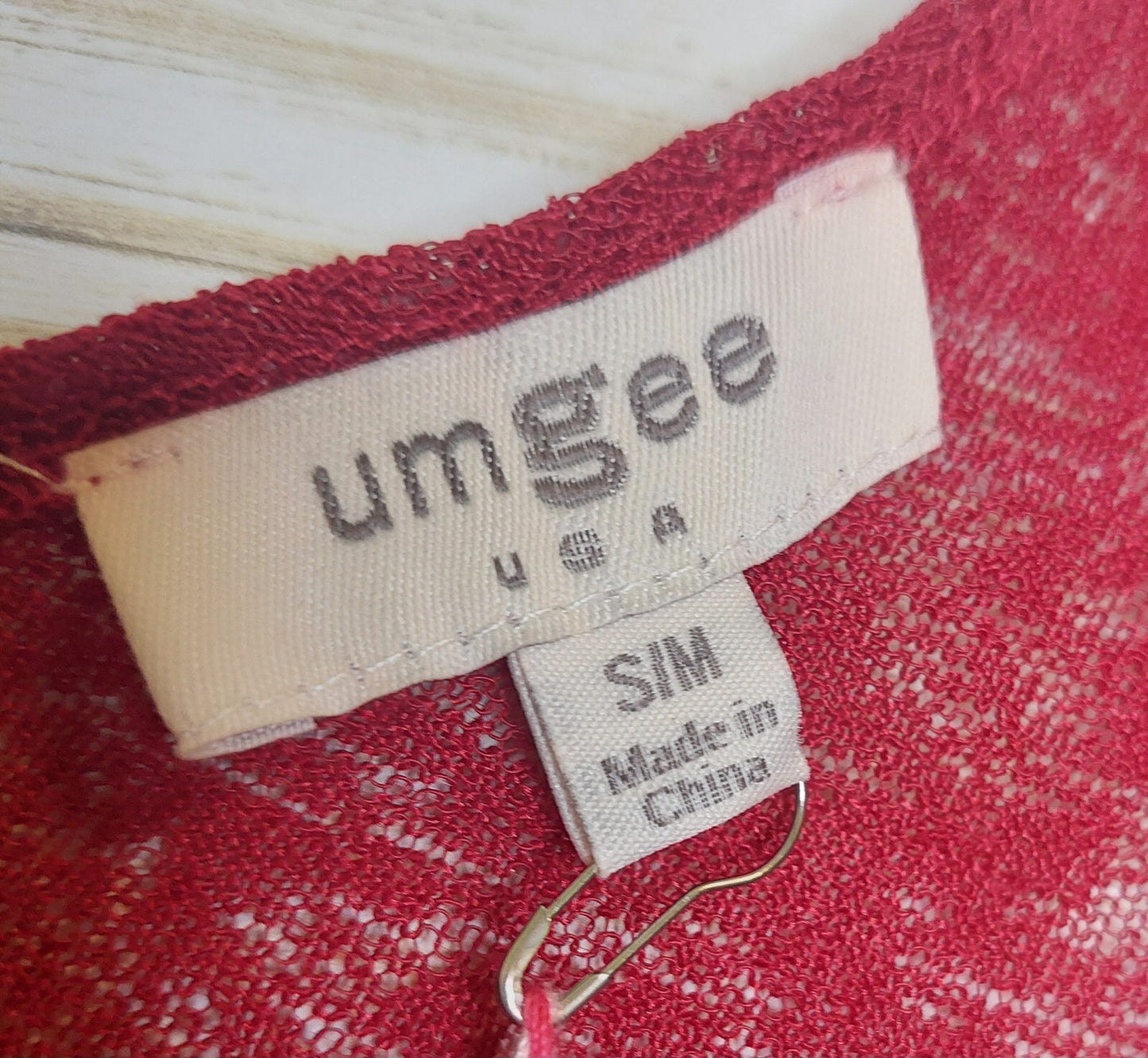 Umgee Darker Red Kimono/Cardigan with Animal Print Trim NWT S/M Sheer