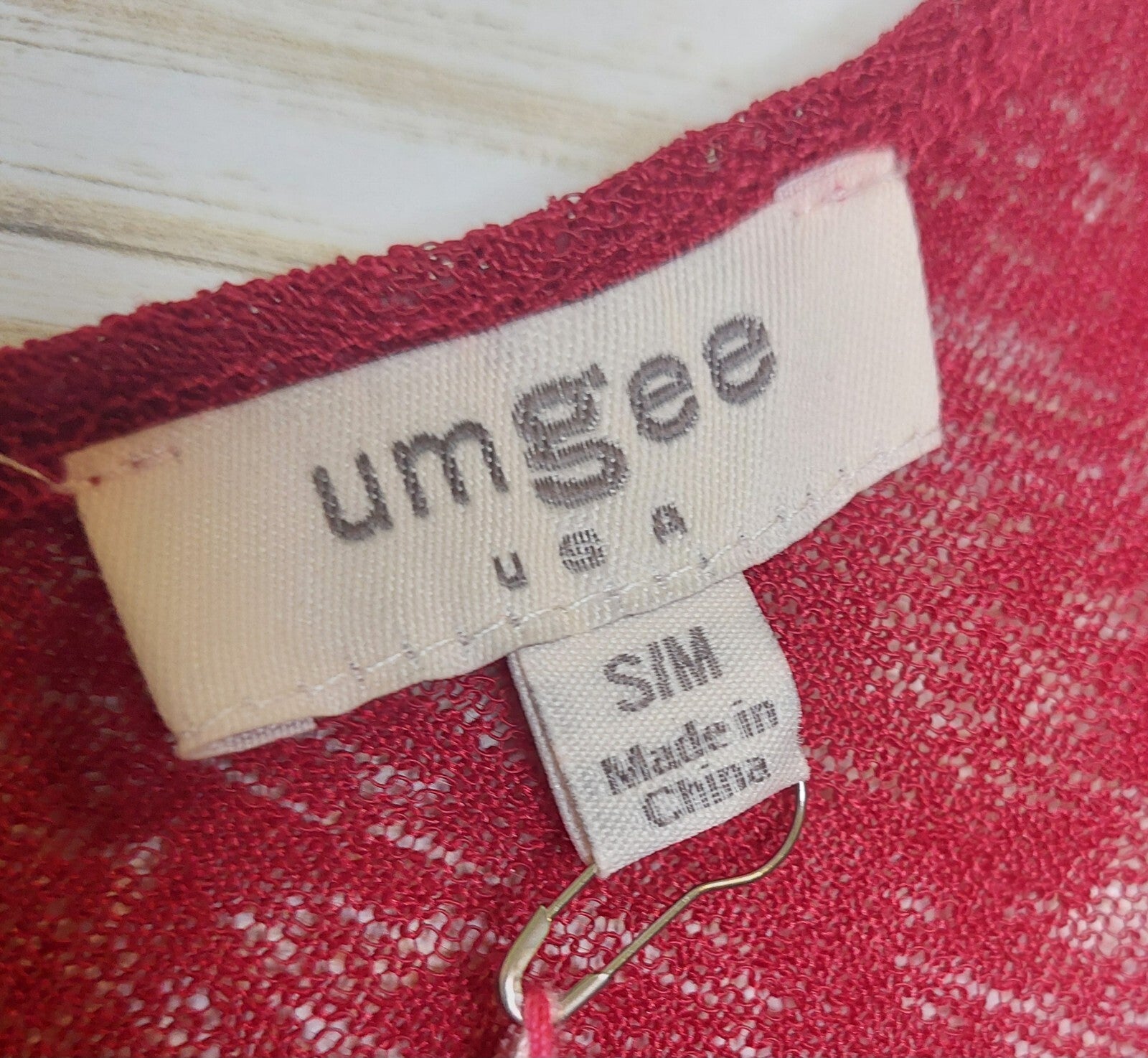 Umgee Darker Red Kimono/Cardigan with Animal Print Trim NWT S/M Sheer