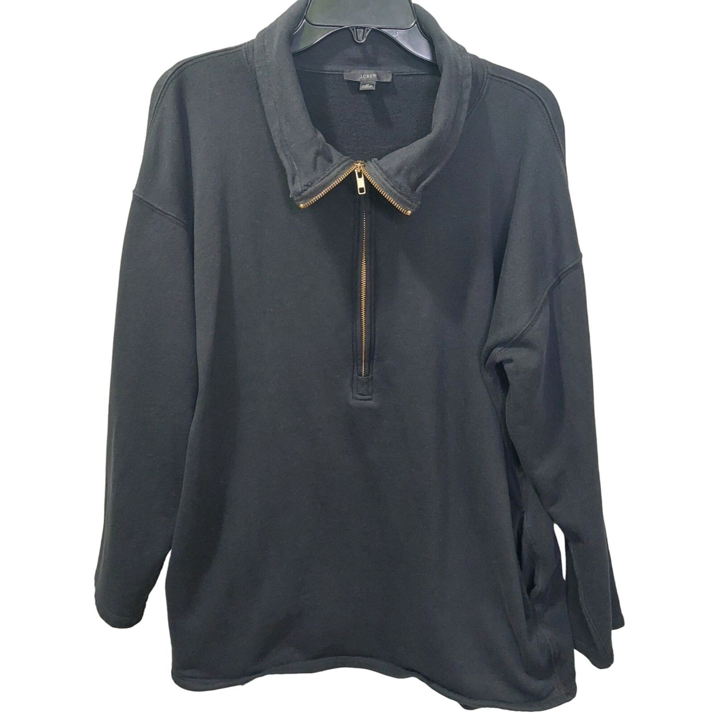 J.Crew Black Half-Zip Pullover Sweatshirt Mens Medium With Pockets