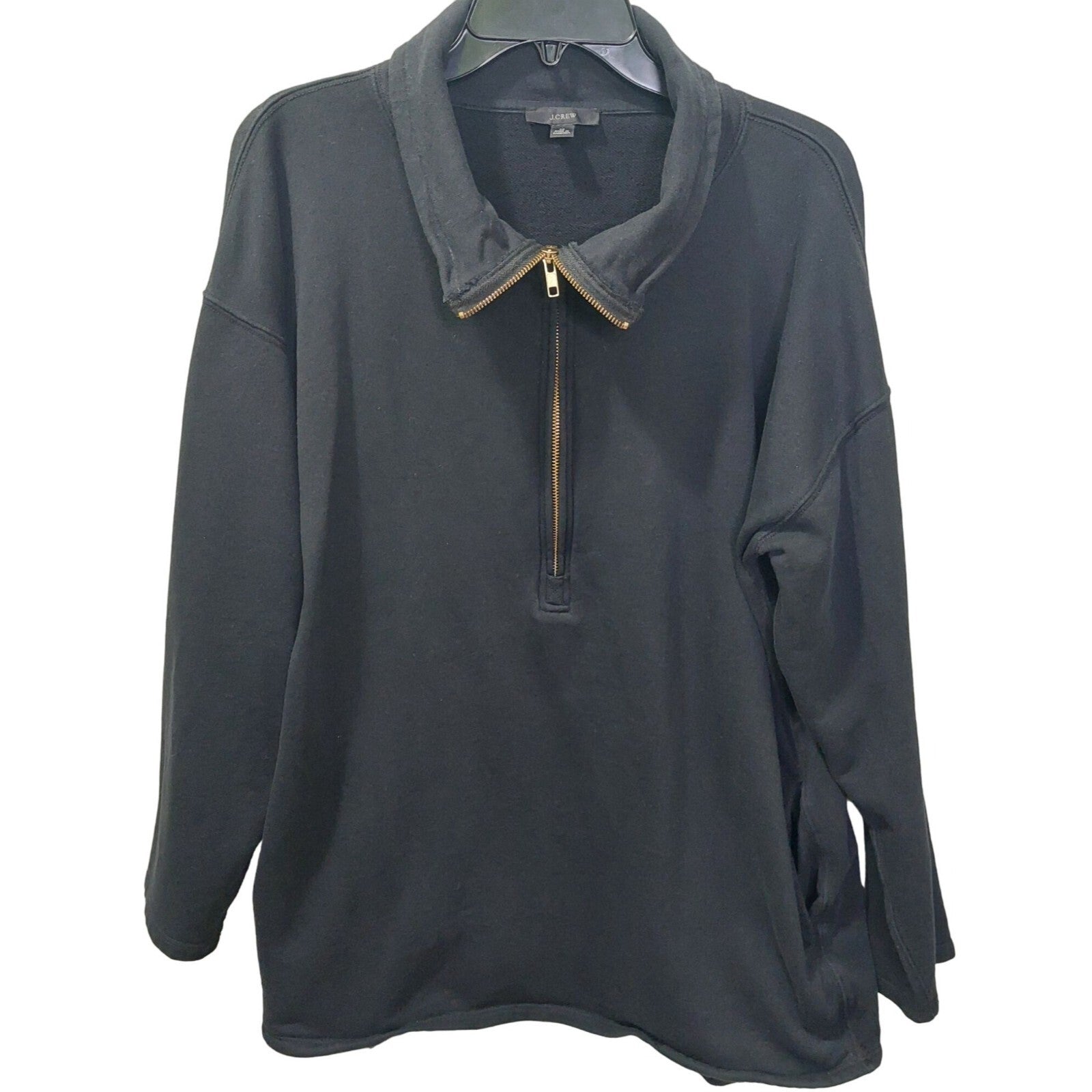 J.Crew Black Half-Zip Pullover Sweatshirt Mens Medium With Pockets