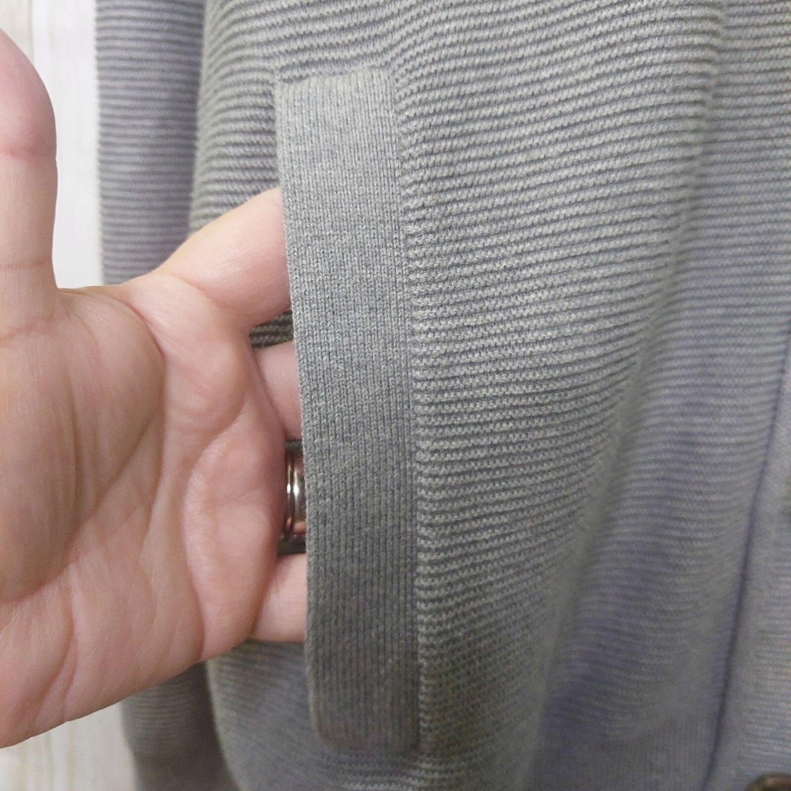 Banana Republic Men's Tipped Supima Cotton Button Cardigan Large Med Grey Pocket