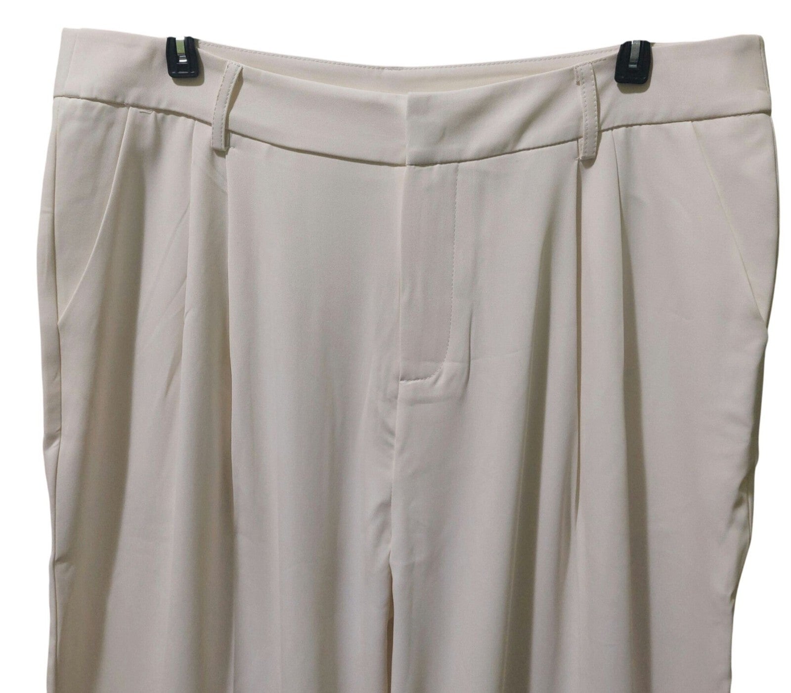 NWT Commense Wide-Leg Cream Women's Pants With Pleated Front & Back Pockets