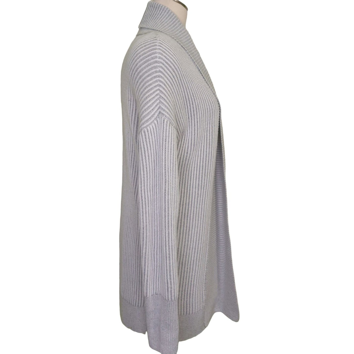 Tahari Women's Ribbed Open Front Cardigan Sweater Gray Size Large