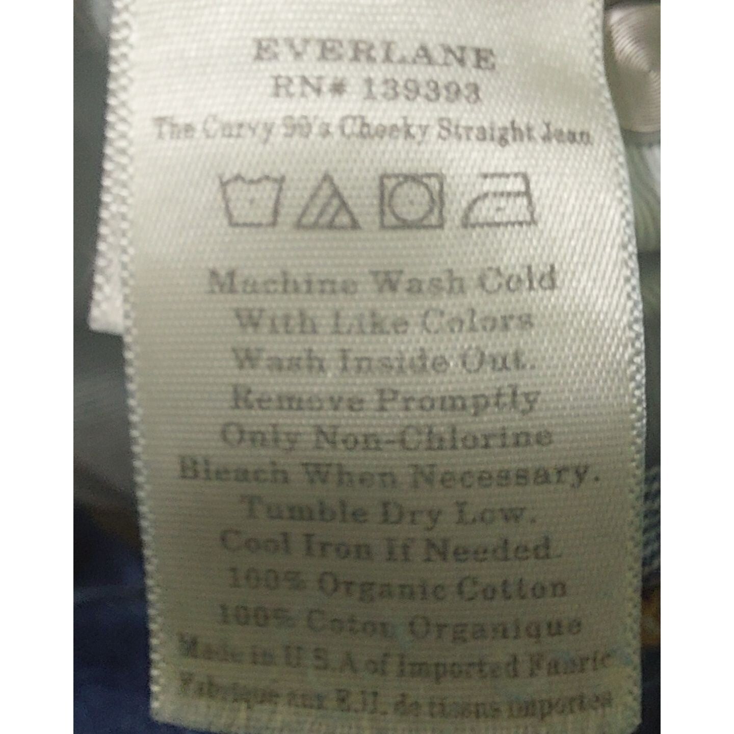 Everlane Curvy 90's Cheeky Straight Jean Organic Cotton 31 Regular Blue Denim