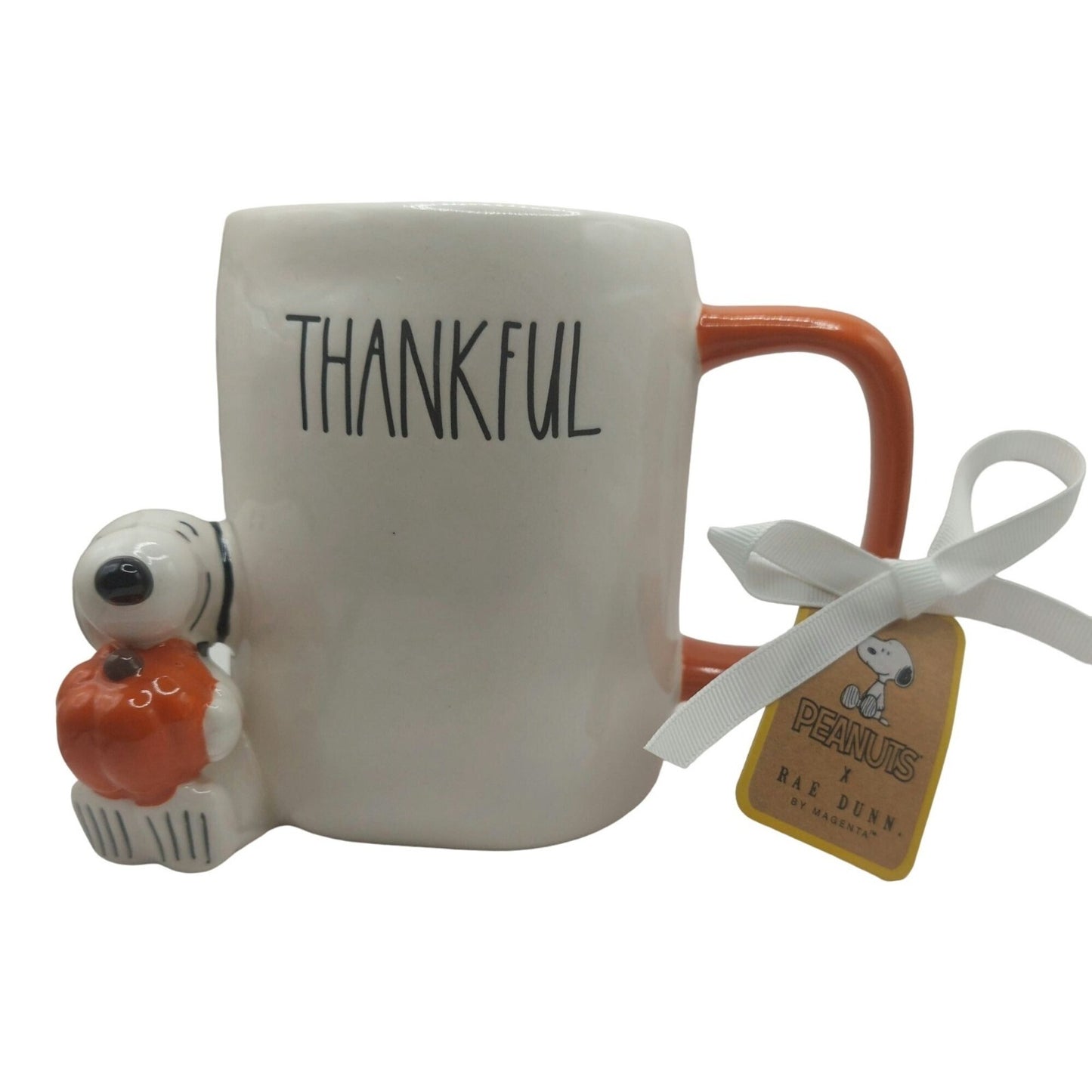 NWT Peanuts X Rae Dunn Snoopy "Thankful" Mug With Fall Pumpkin