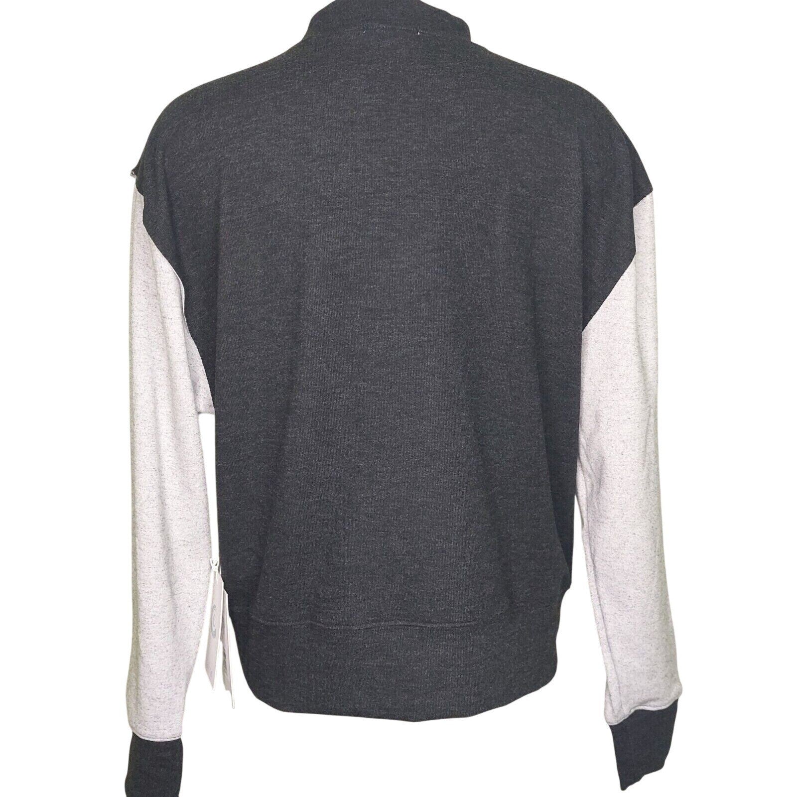 NWT Calme By Johhny Was Womens Pullover Mock Neck Sweatshirt Black/Gray Small