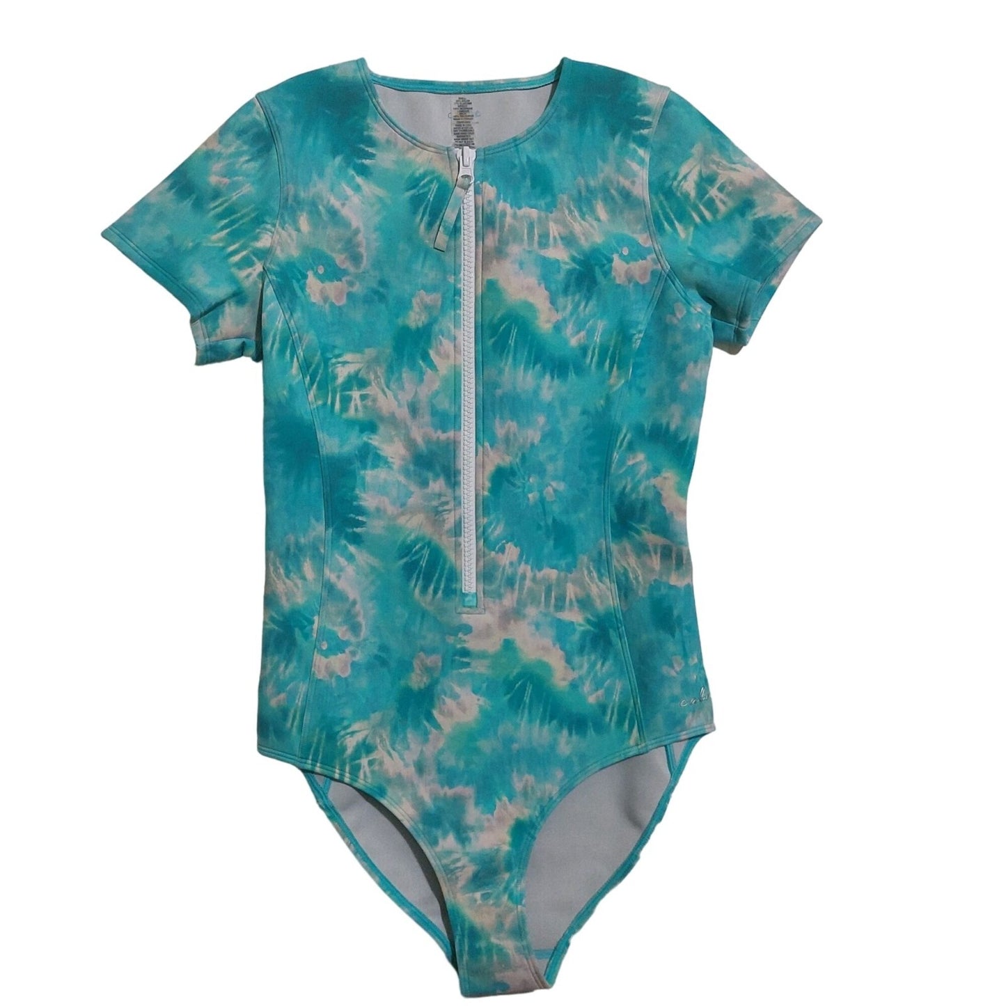 Calme Womens Neoprene Zip Front One Piece Blue Swim/Snorkel/Scuba Suit Small