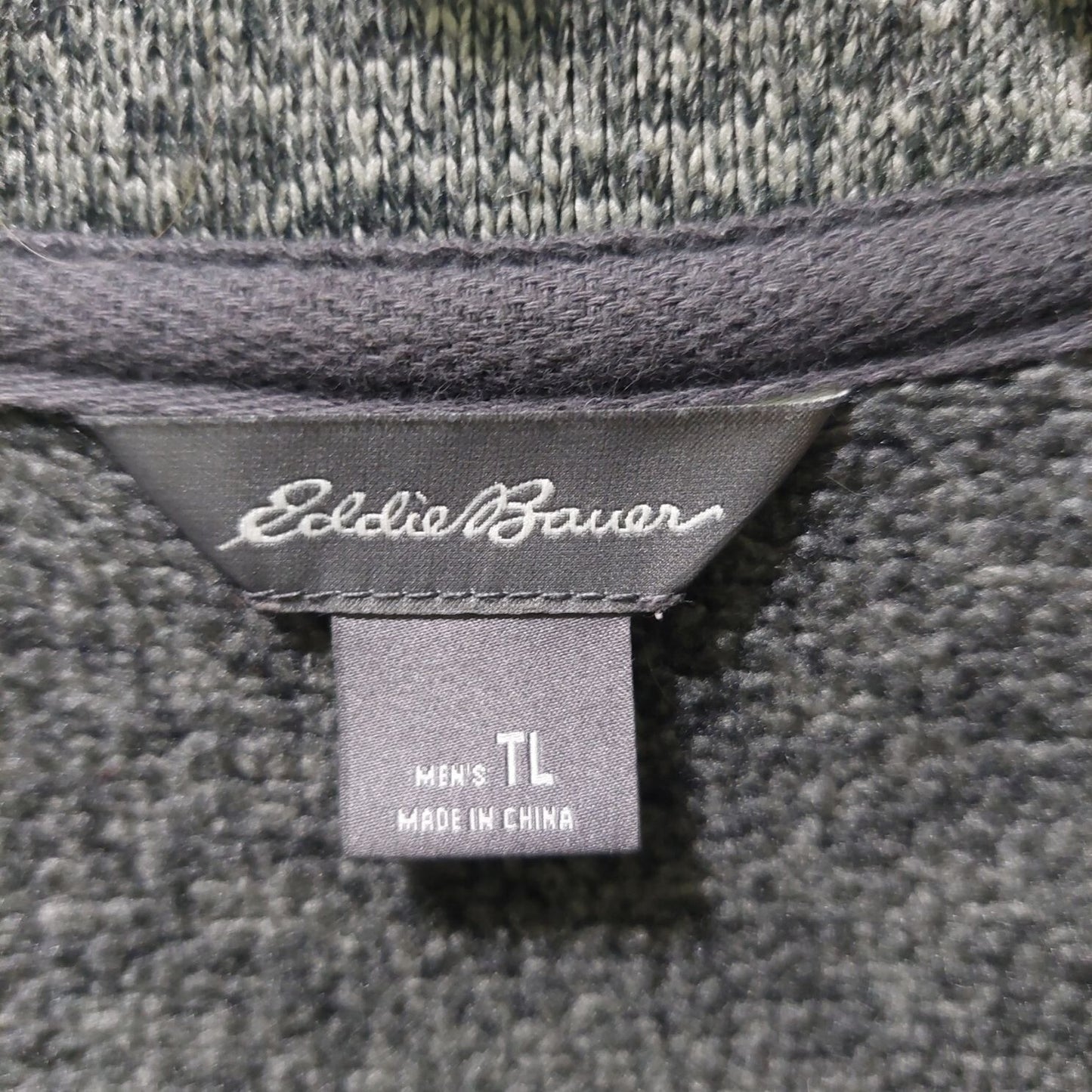 Eddie Bauer Mens Size TL Pullover Gray Radiator Sweater Fleece Snap Buttons