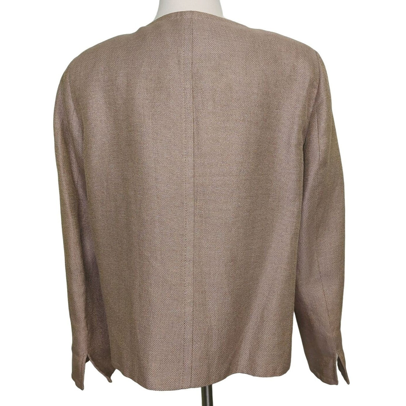Talbots Women's Beige Metallic Thread Linen Blend Blazer Size 12 Chic~Classy
