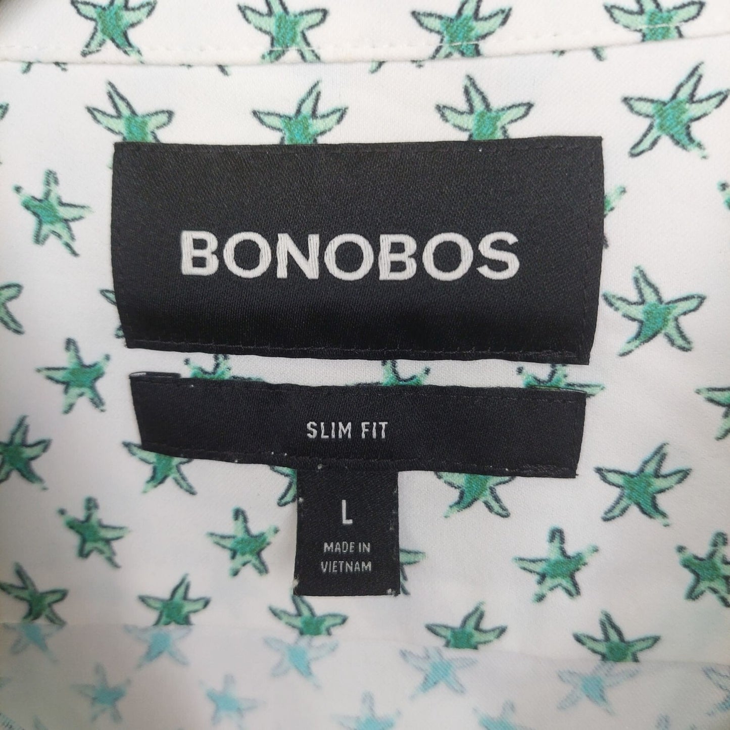 Bonobos Men's Slim Fit Shirt Starfish Print Size Large Stretch/Lightweight