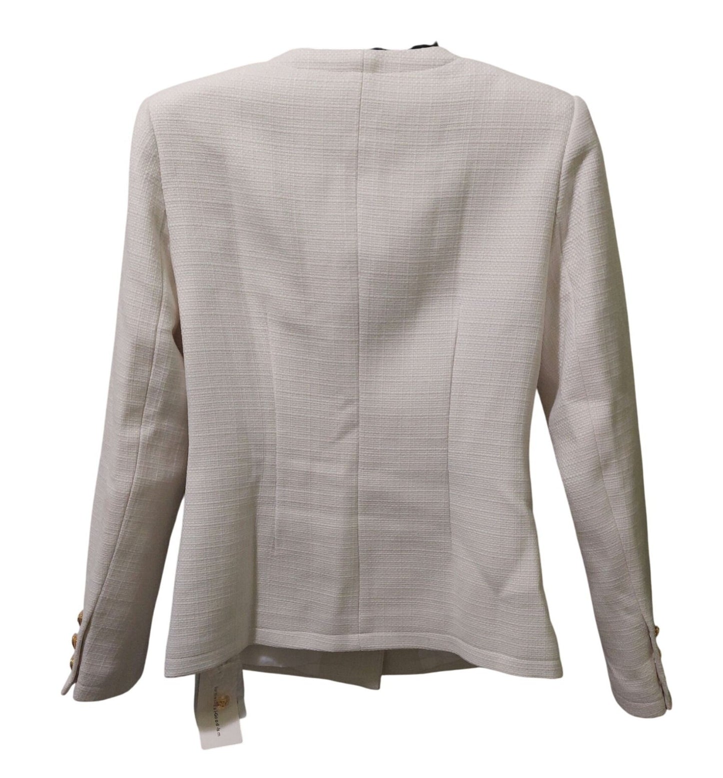 NWT Commense Women's Medium White Textured Blazer Gold Buttons~Shoulder Pads
