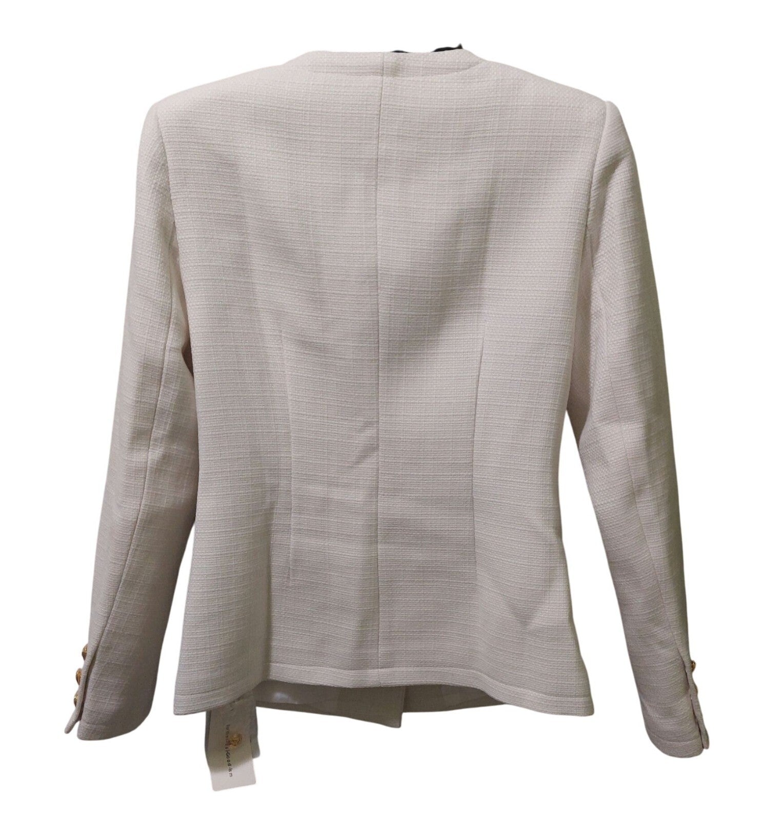 NWT Commense Women's Medium White Textured Blazer Gold Buttons~Shoulder Pads